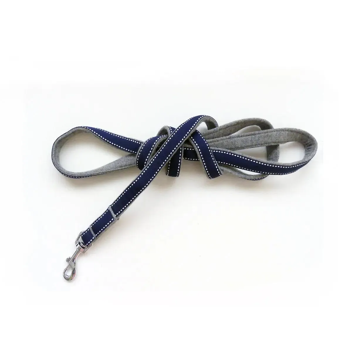 2 PC Gray Flannel Harness and Leash Set. Navy or Burgundy 6 to 25 LBS