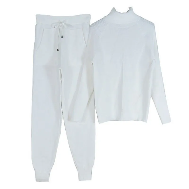 2-piece Knitted Jogger Pant Sweater Set Women