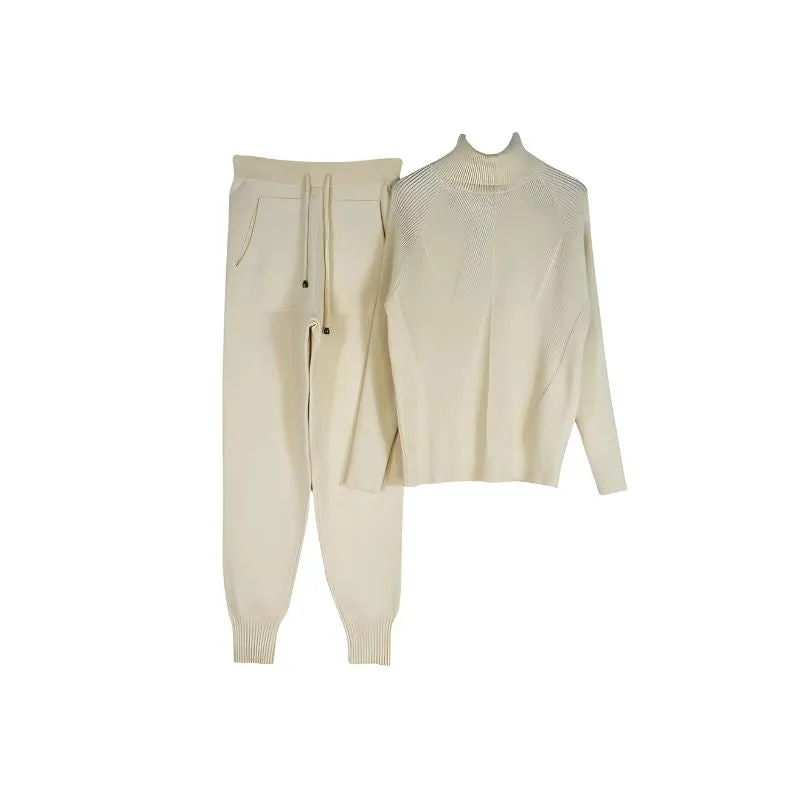 2-piece Knitted Jogger Pant Sweater Set Women