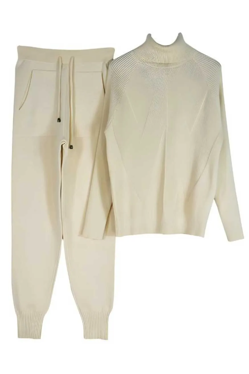 2-piece Knitted Jogger Pant Sweater Set Women