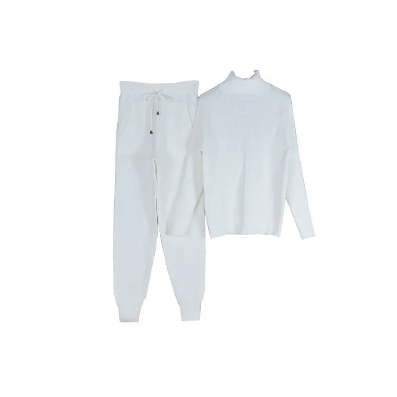2-piece Knitted Jogger Pant Sweater Set Women