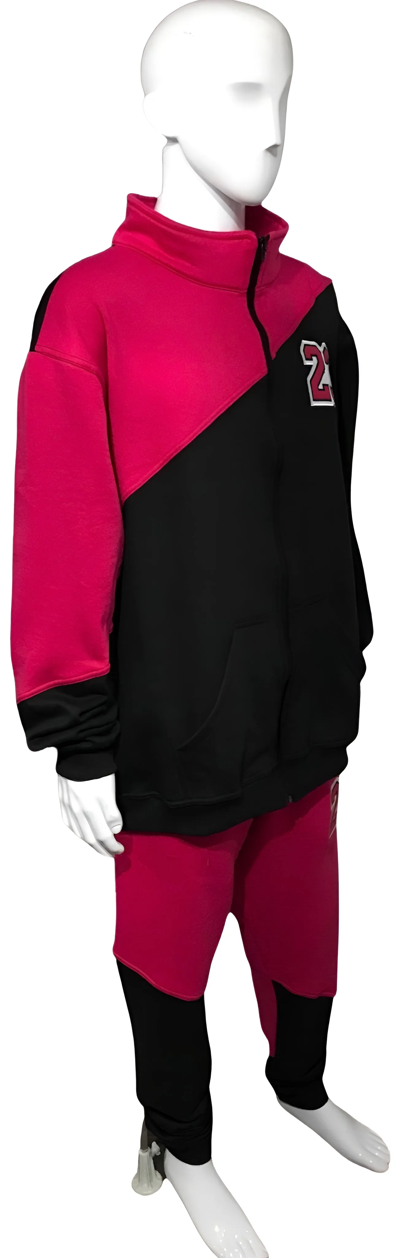 ^23^ (BLACK-HOT PINK) JOGGER TARCKSUITS (CUT & SEW) (UNISEX)
