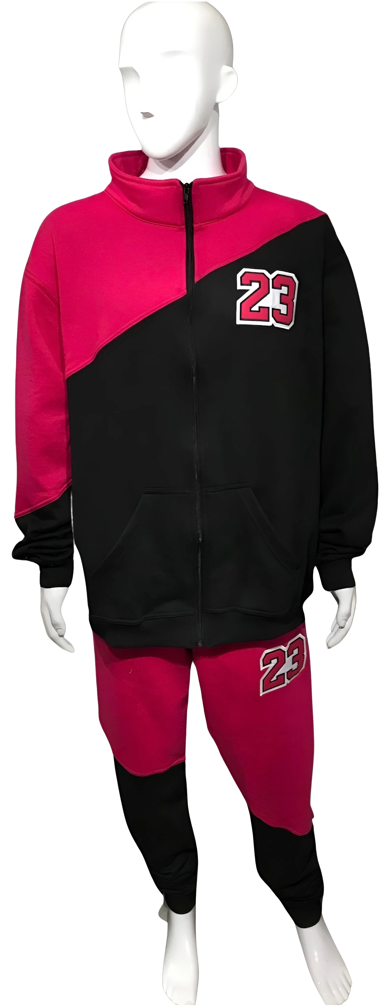 ^23^ (BLACK-HOT PINK) JOGGER TARCKSUITS (CUT & SEW) (UNISEX)