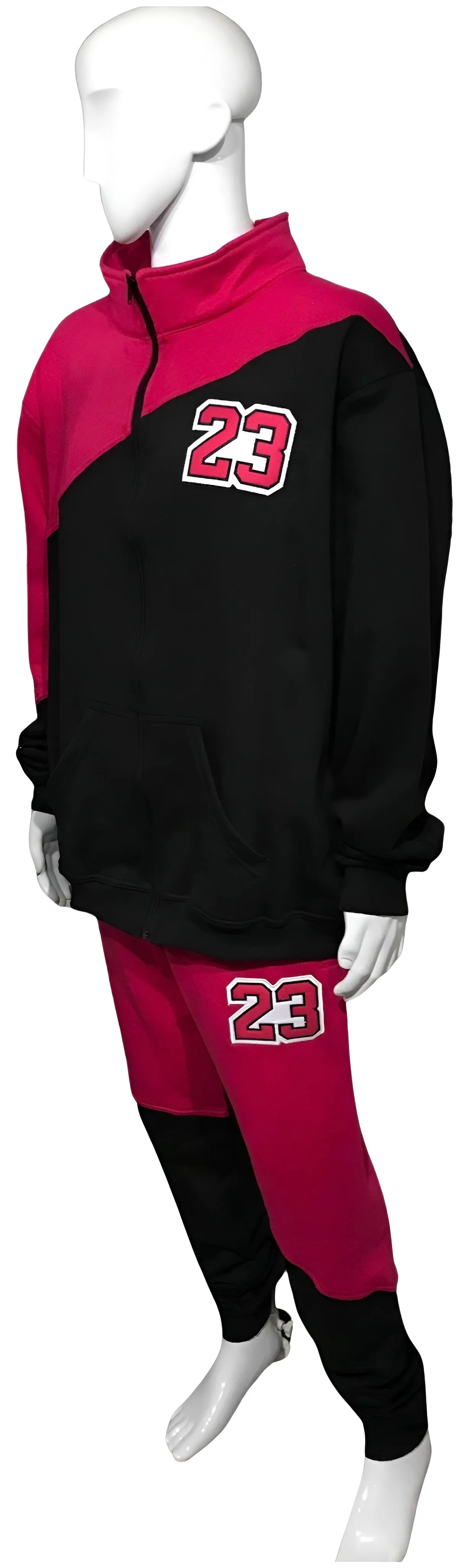 ^23^ (BLACK-HOT PINK) JOGGER TARCKSUITS (CUT & SEW) (UNISEX)