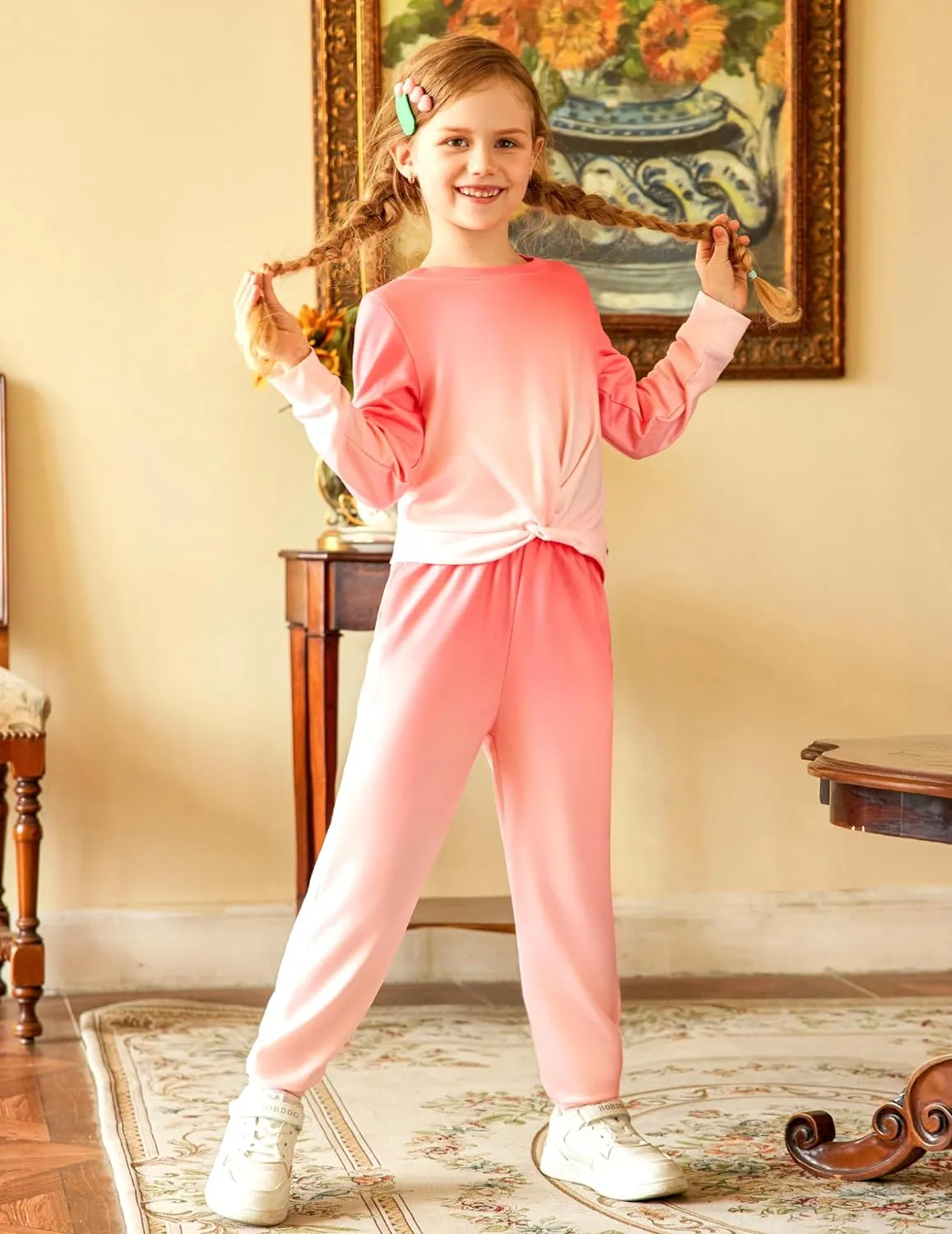 Arshiner Girls 2 Piece Outfits Fashion Twist Front Tracksuit Jogger set