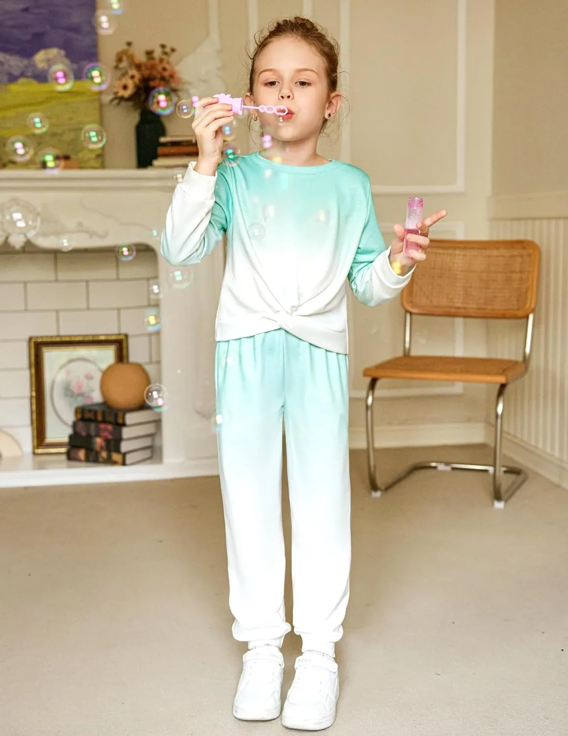 Arshiner Girls 2 Piece Outfits Fashion Twist Front Tracksuit Jogger set