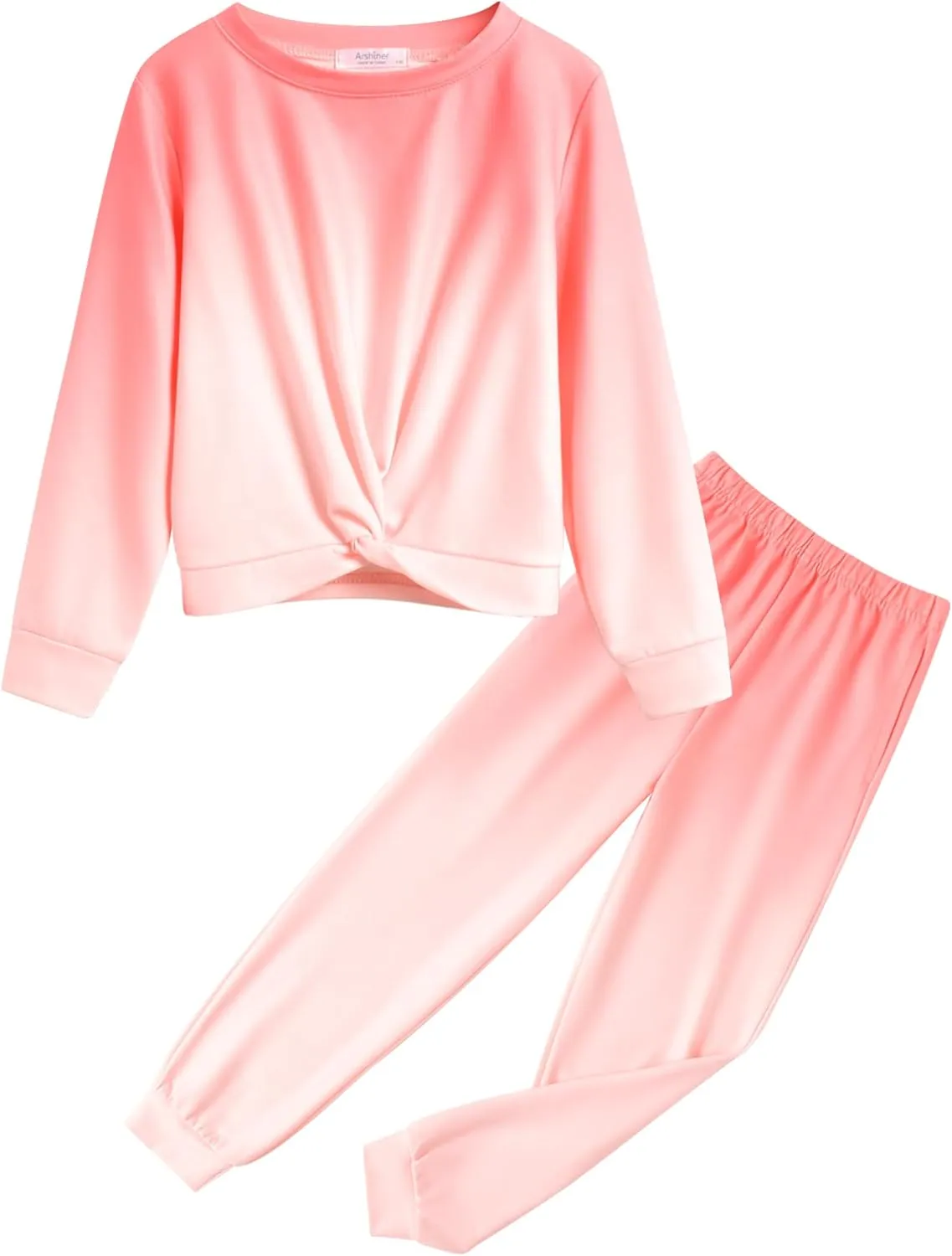 Arshiner Girls 2 Piece Outfits Fashion Twist Front Tracksuit Jogger set