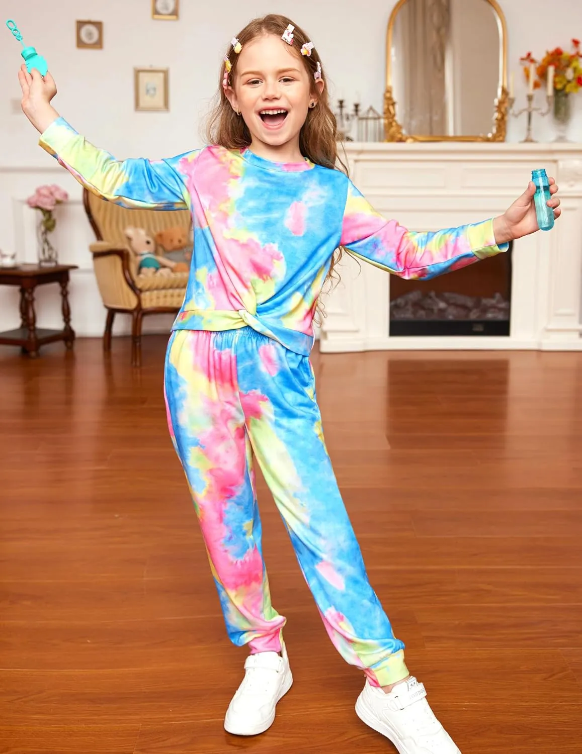 Arshiner Girls 2 Piece Outfits Fashion Twist Front Tracksuit Jogger set