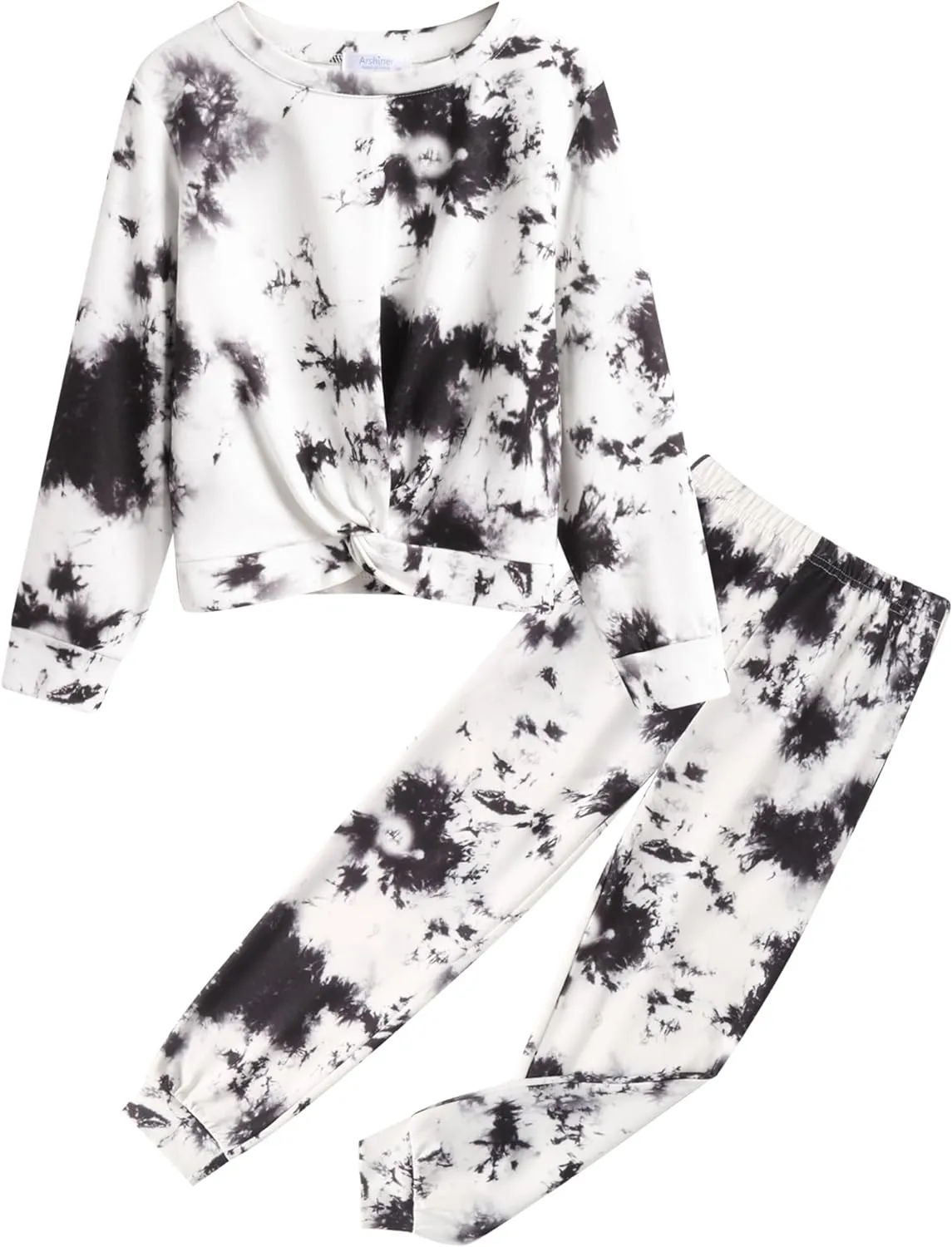 Arshiner Girls 2 Piece Outfits Fashion Twist Front Tracksuit Jogger set