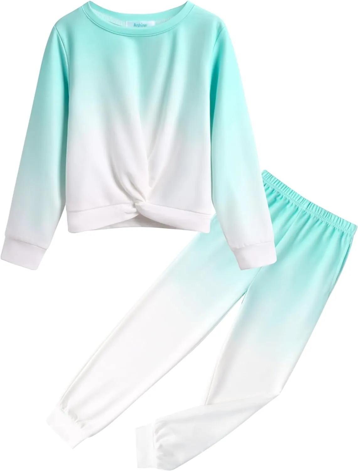 Arshiner Girls 2 Piece Outfits Fashion Twist Front Tracksuit Jogger set