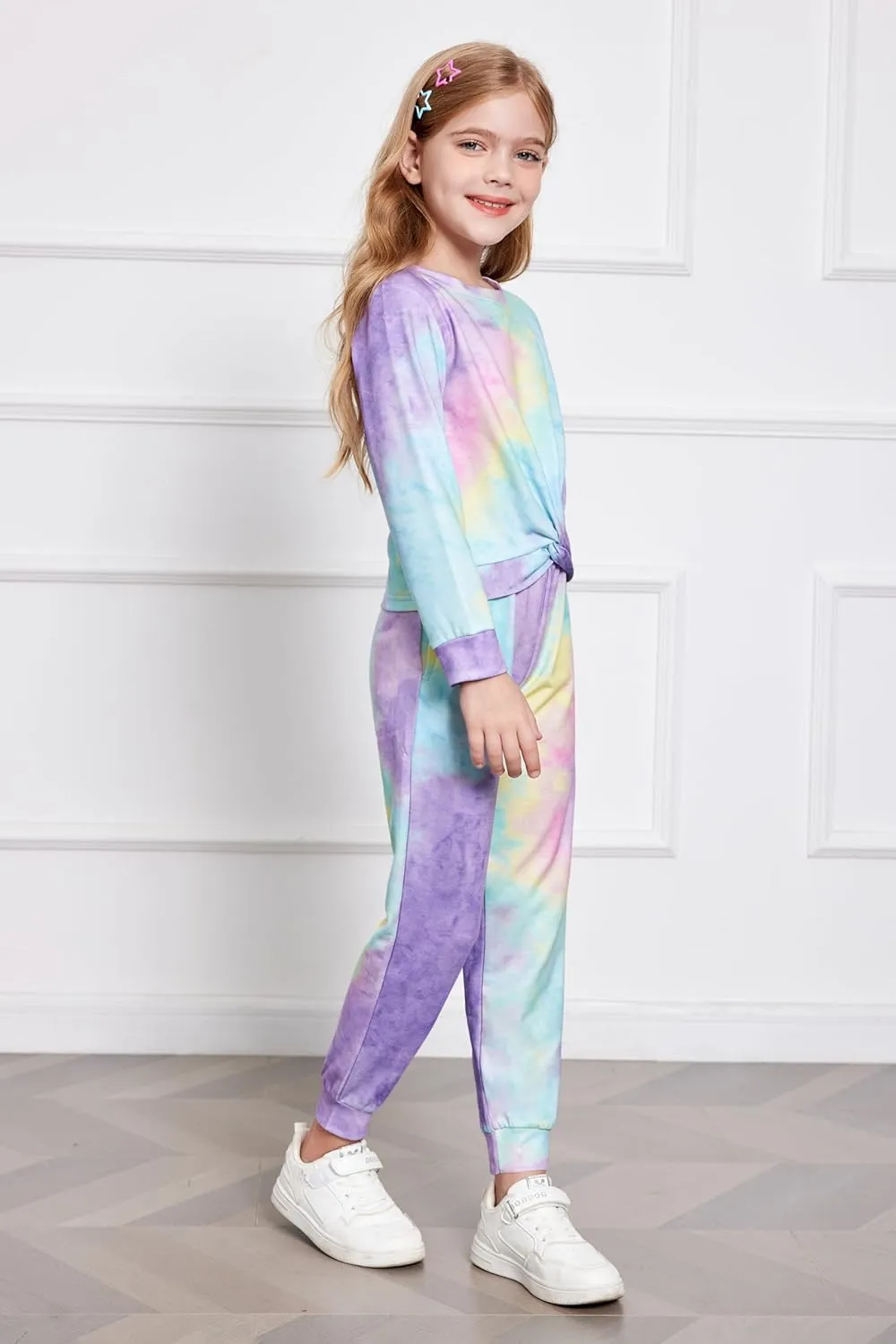 Arshiner Girls 2 Piece Outfits Fashion Twist Front Tracksuit Jogger set