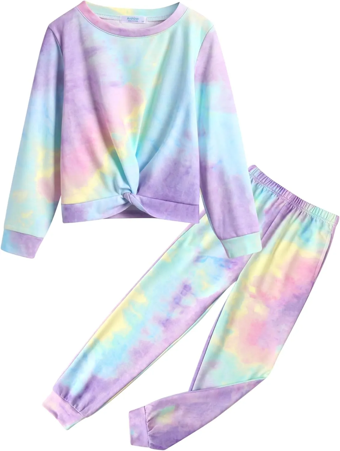 Arshiner Girls 2 Piece Outfits Fashion Twist Front Tracksuit Jogger set