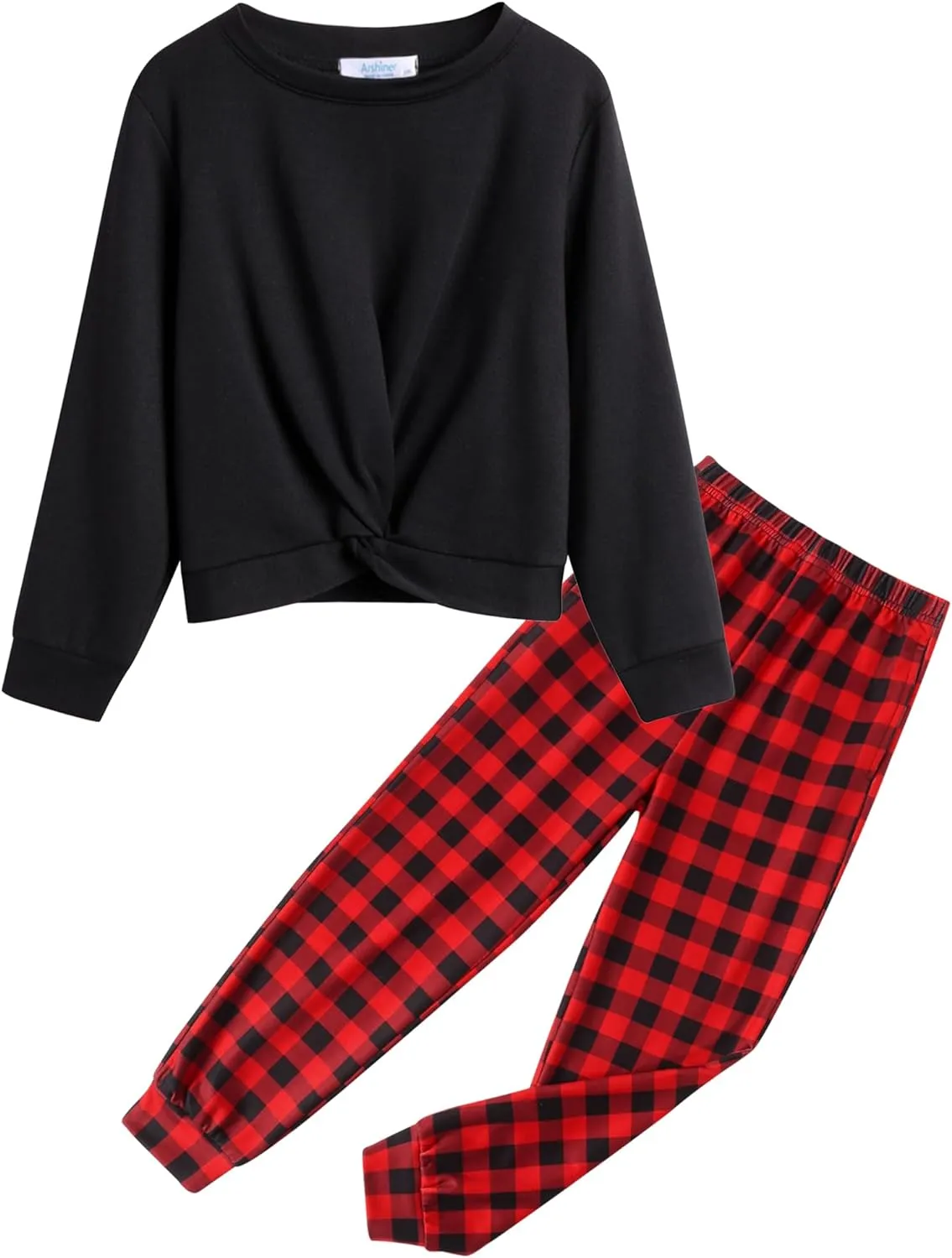 Arshiner Girls 2 Piece Outfits Fashion Twist Front Tracksuit Jogger set
