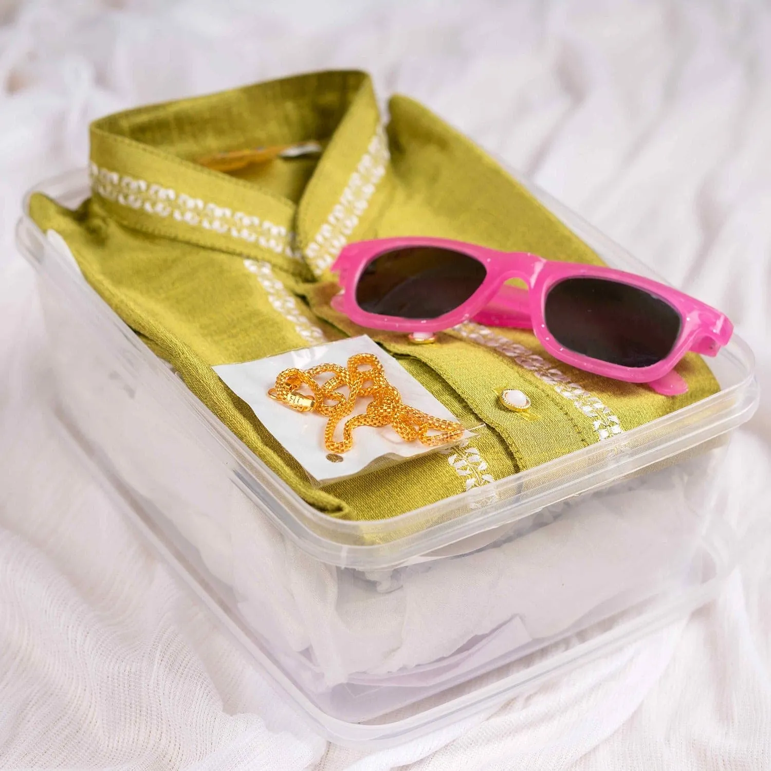 Baby Moo x Kurta Co. Traditional Dhoti Khandwa Kurta Set | Soft Banaras Silk With Gold Border | Premium Plastic Gift Box 6pcs - Green