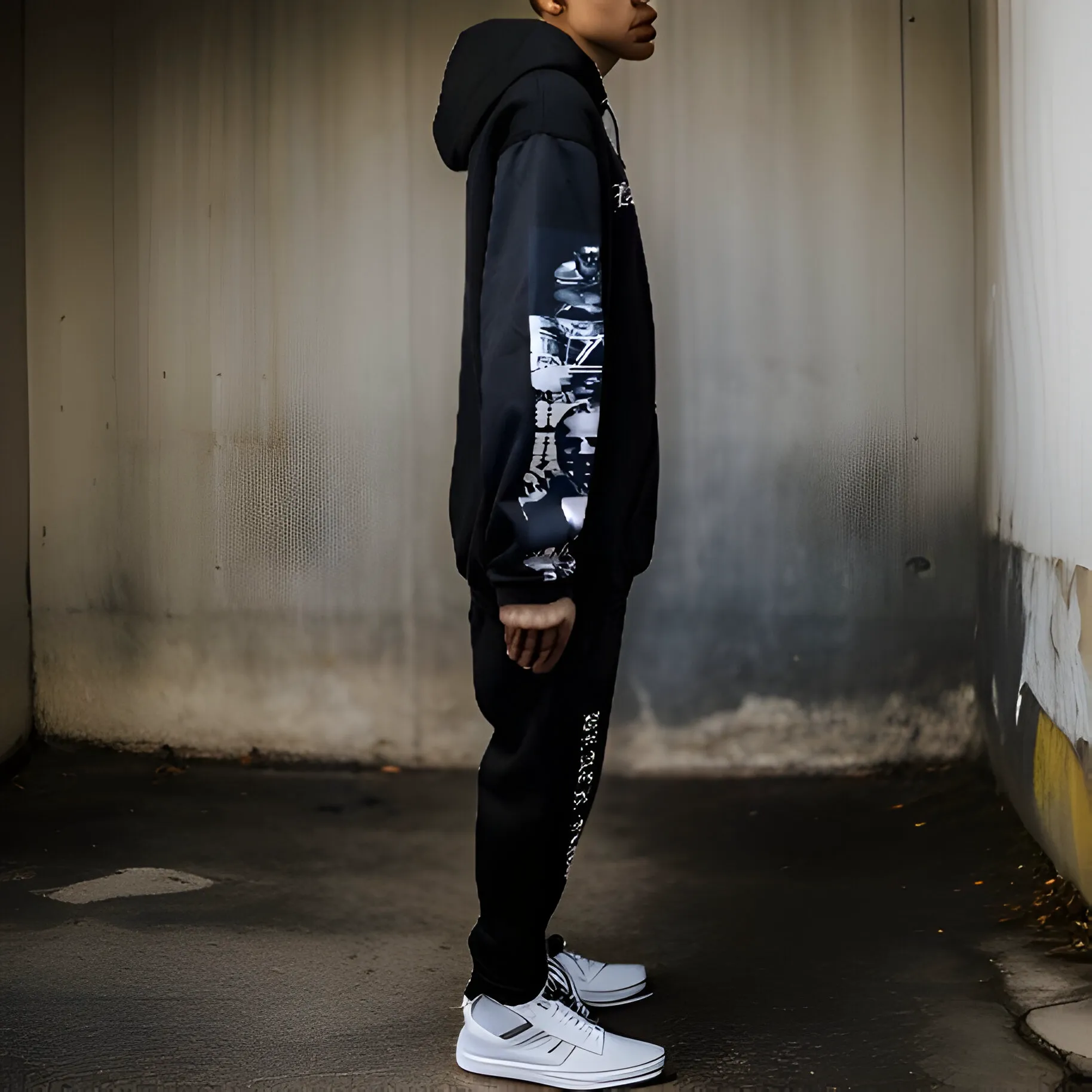 ^BLACK FLAG^ (BLACK) ~CREW POSSE~ EMBROIDERED HOODED JOGGER SWEATSUITS(CUT & SEW)