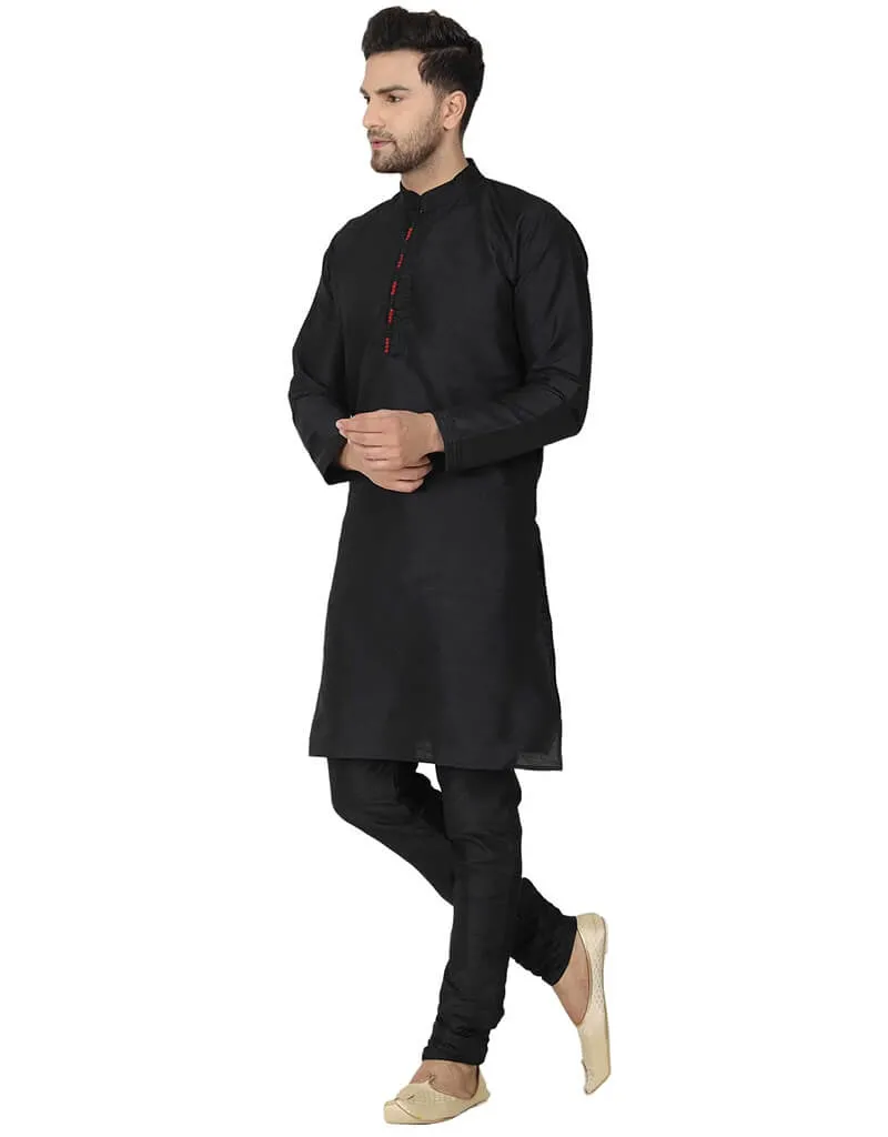 Black Kurta Dhupion Silk Chudidaar