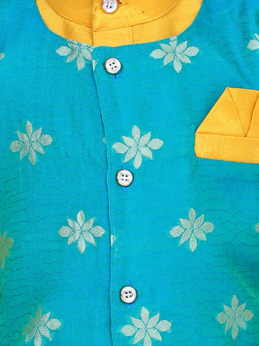 Boy's Orange Silk Kurta Sets - Bownbee