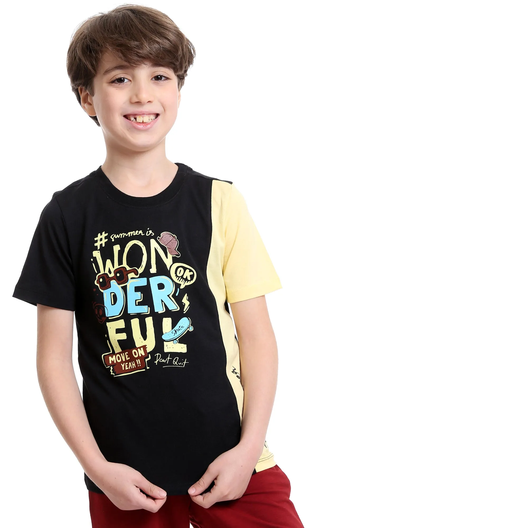 Boys Printed Wonderful Tee & Shorts Pajama Set - Multicolour