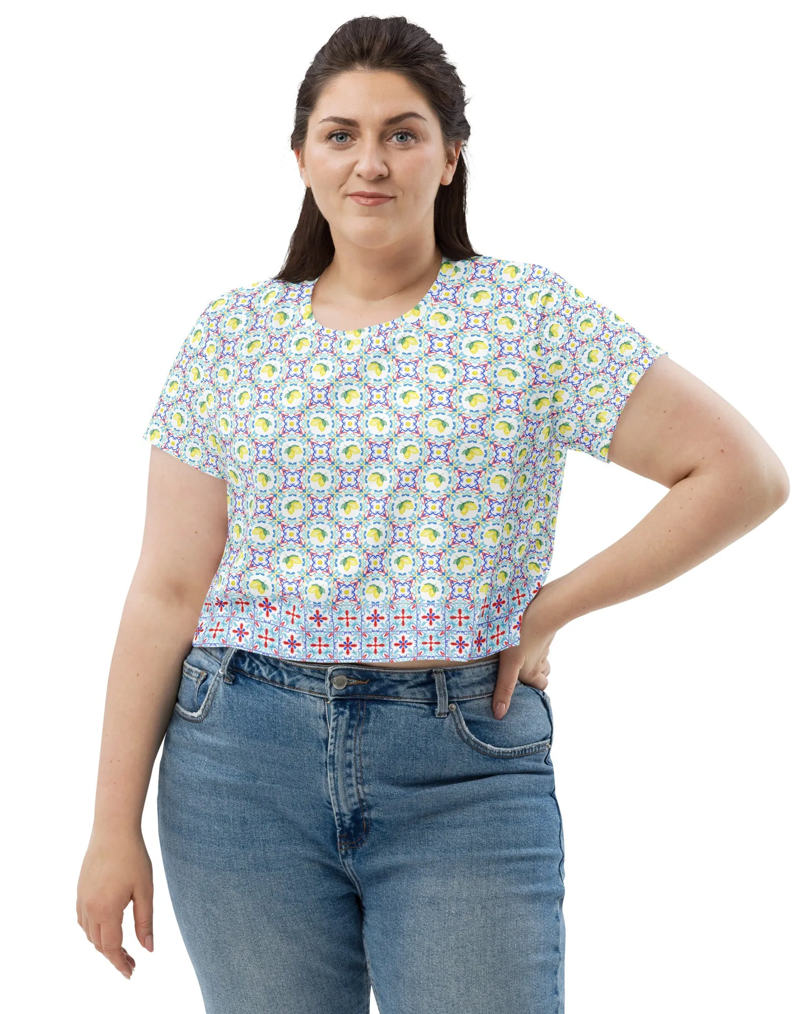 Capri Citrus Mosaic Crop Tee