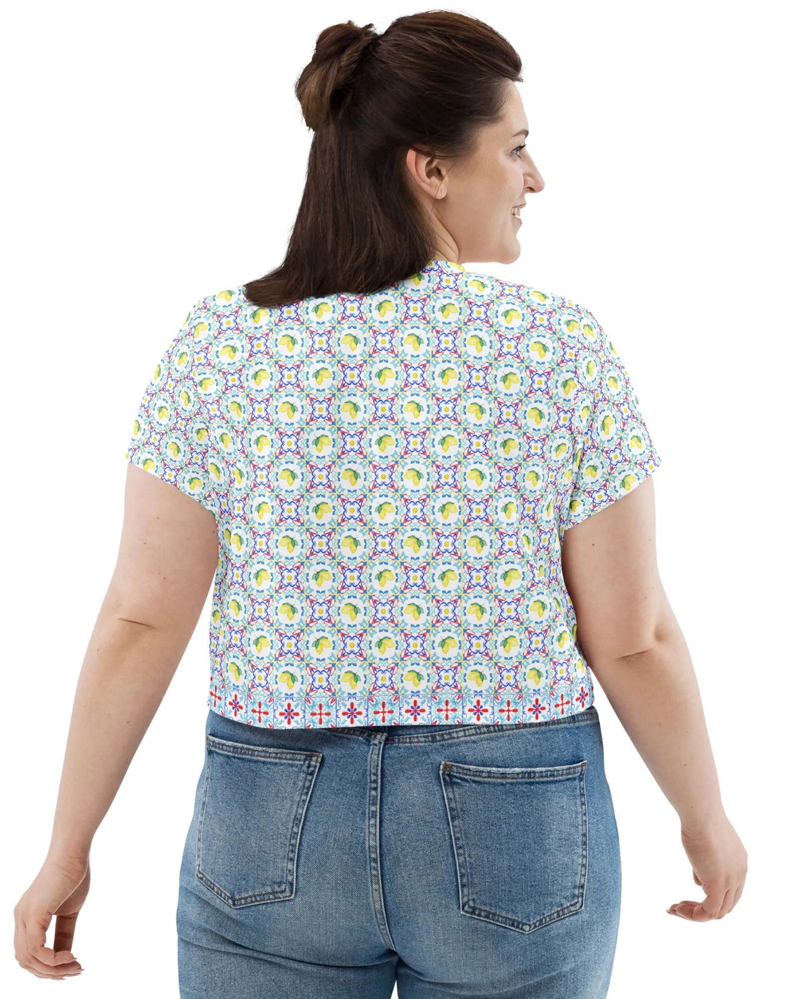Capri Citrus Mosaic Crop Tee