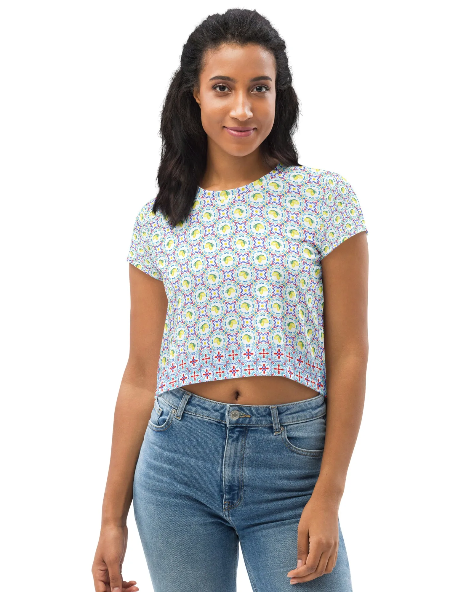 Capri Citrus Mosaic Crop Tee