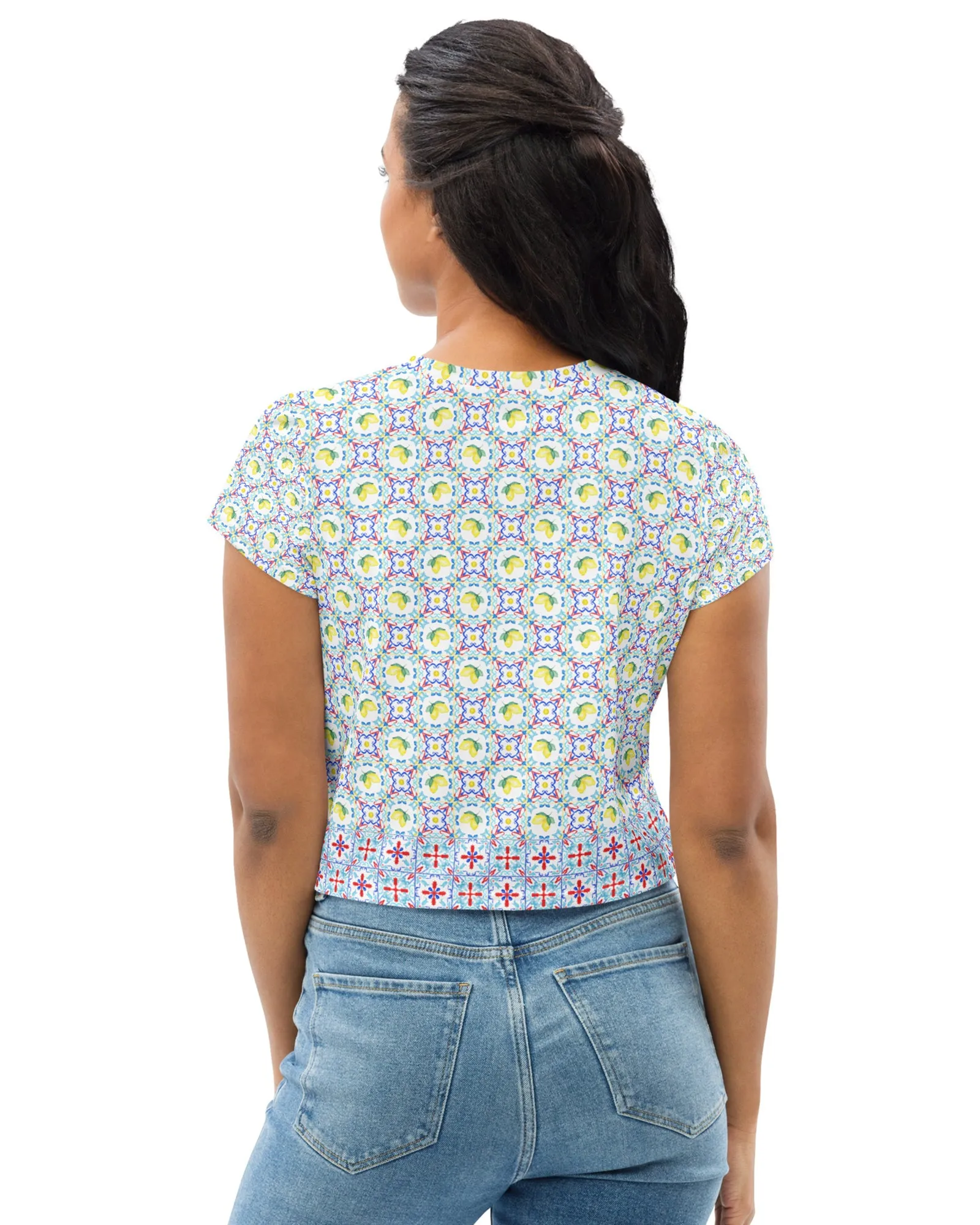 Capri Citrus Mosaic Crop Tee