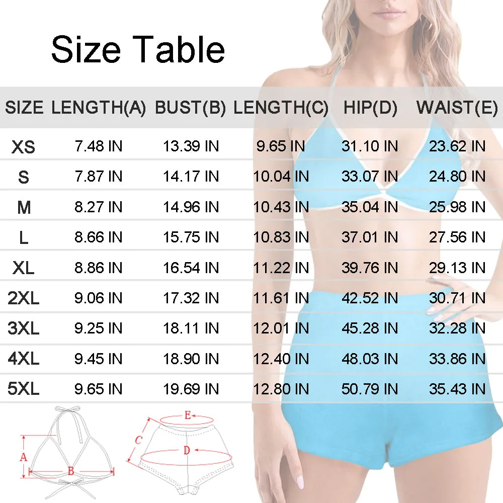 Custom Face Christmas Hat Flannel Pajama Set Women's Short Sleepwear Halter Triangle Bra & Shorts