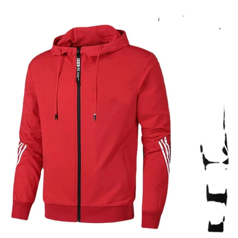 Custom Logo Zipper Blank  Striped Men's Sport SweatSuits Casual