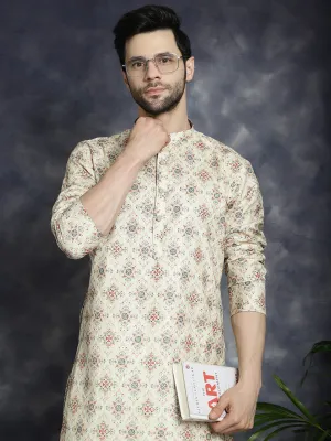 Golden Foil Printed Kurta With Pyjama