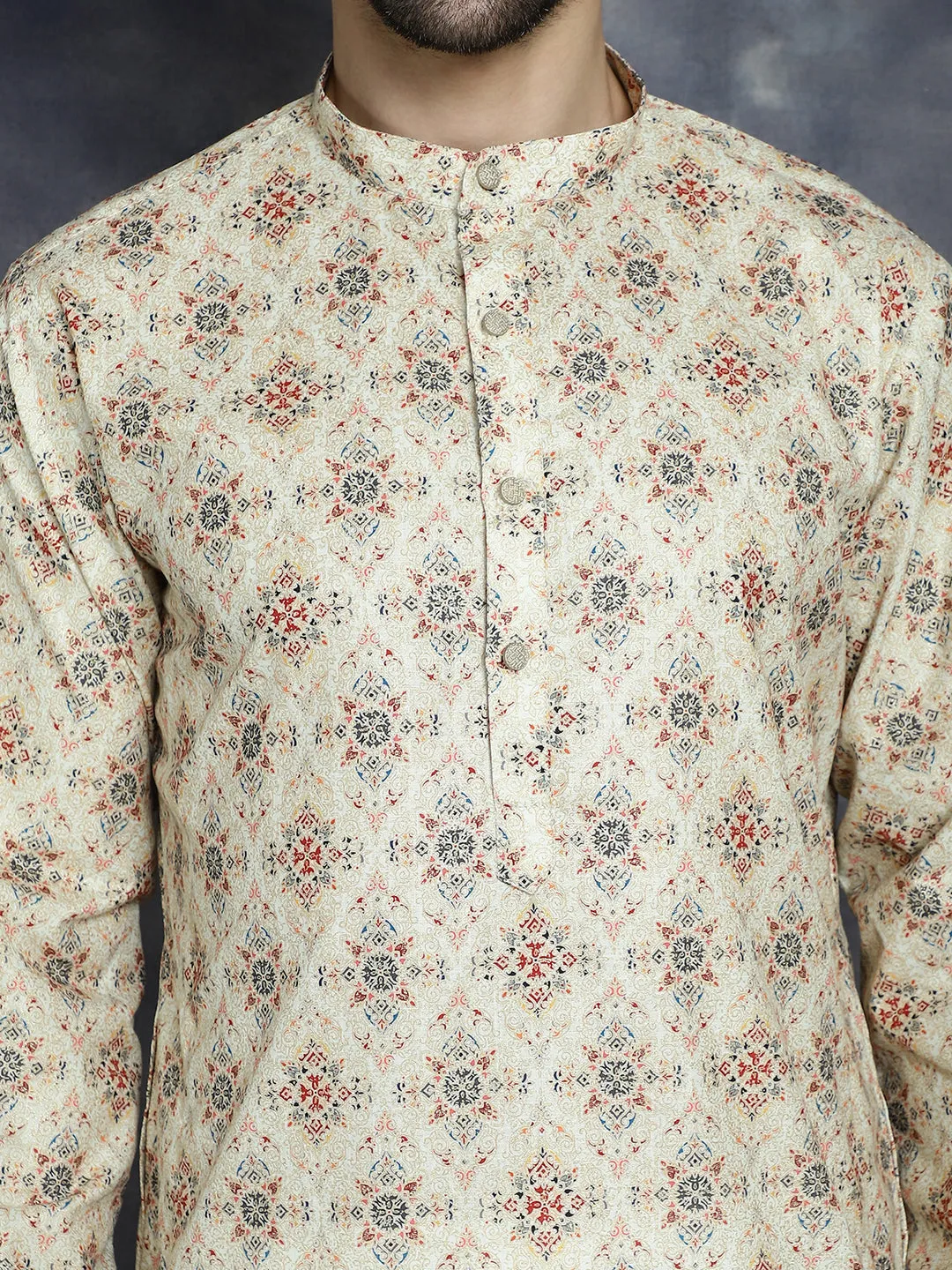 Golden Foil Printed Kurta With Pyjama