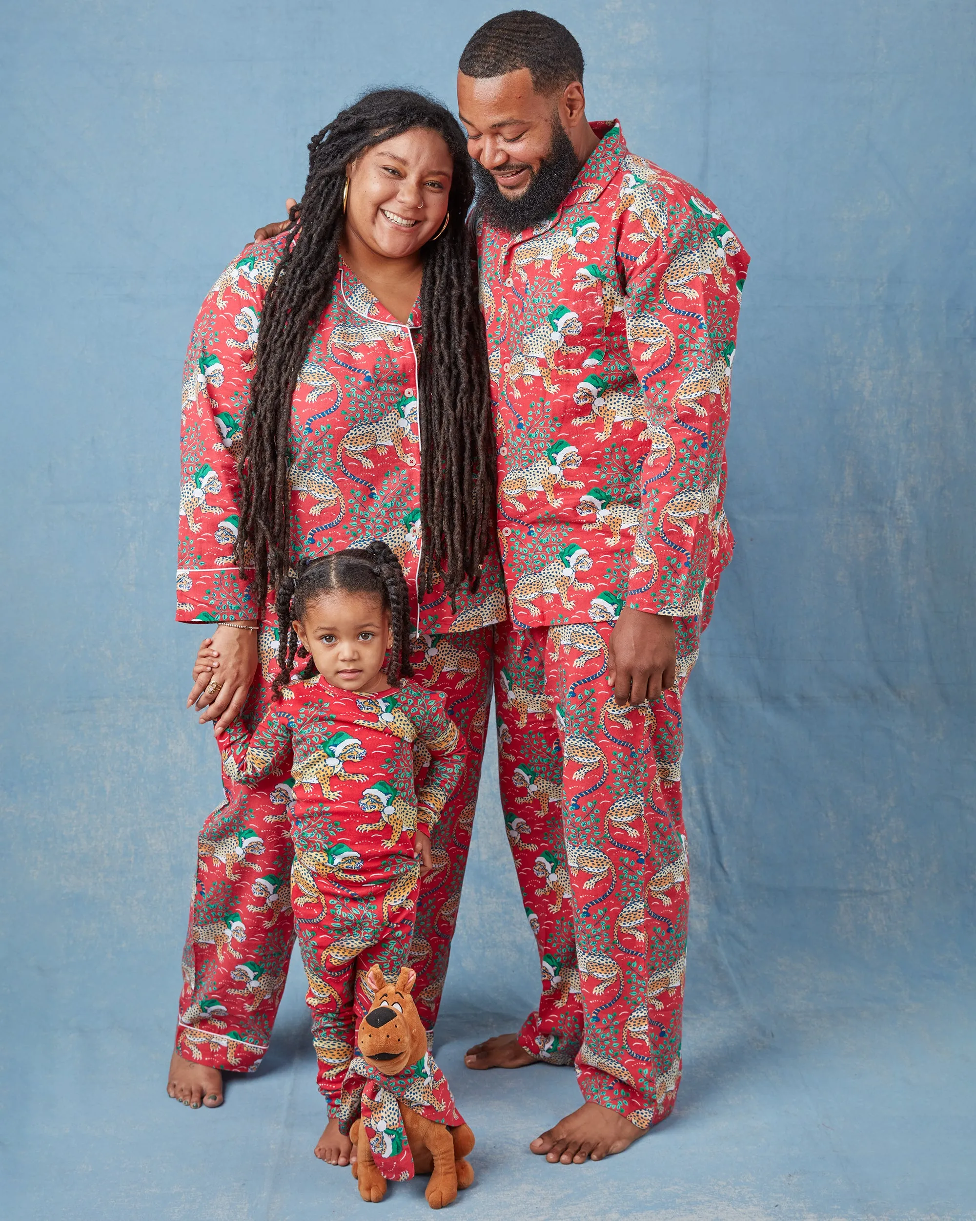 Holly Jolly Bagheera - Tall Lightweight Flannel Long PJ Set - Ruby