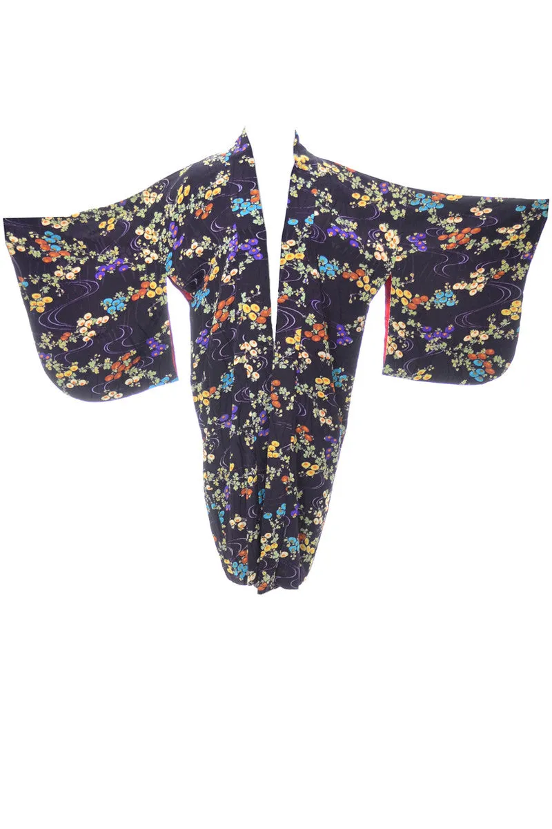 Japanese vintage Kimono late 1930s silk floral Robe