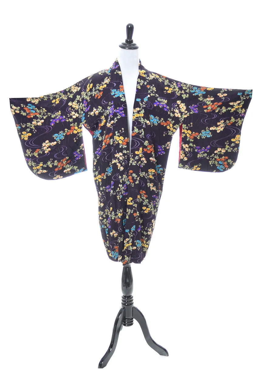 Japanese vintage Kimono late 1930s silk floral Robe