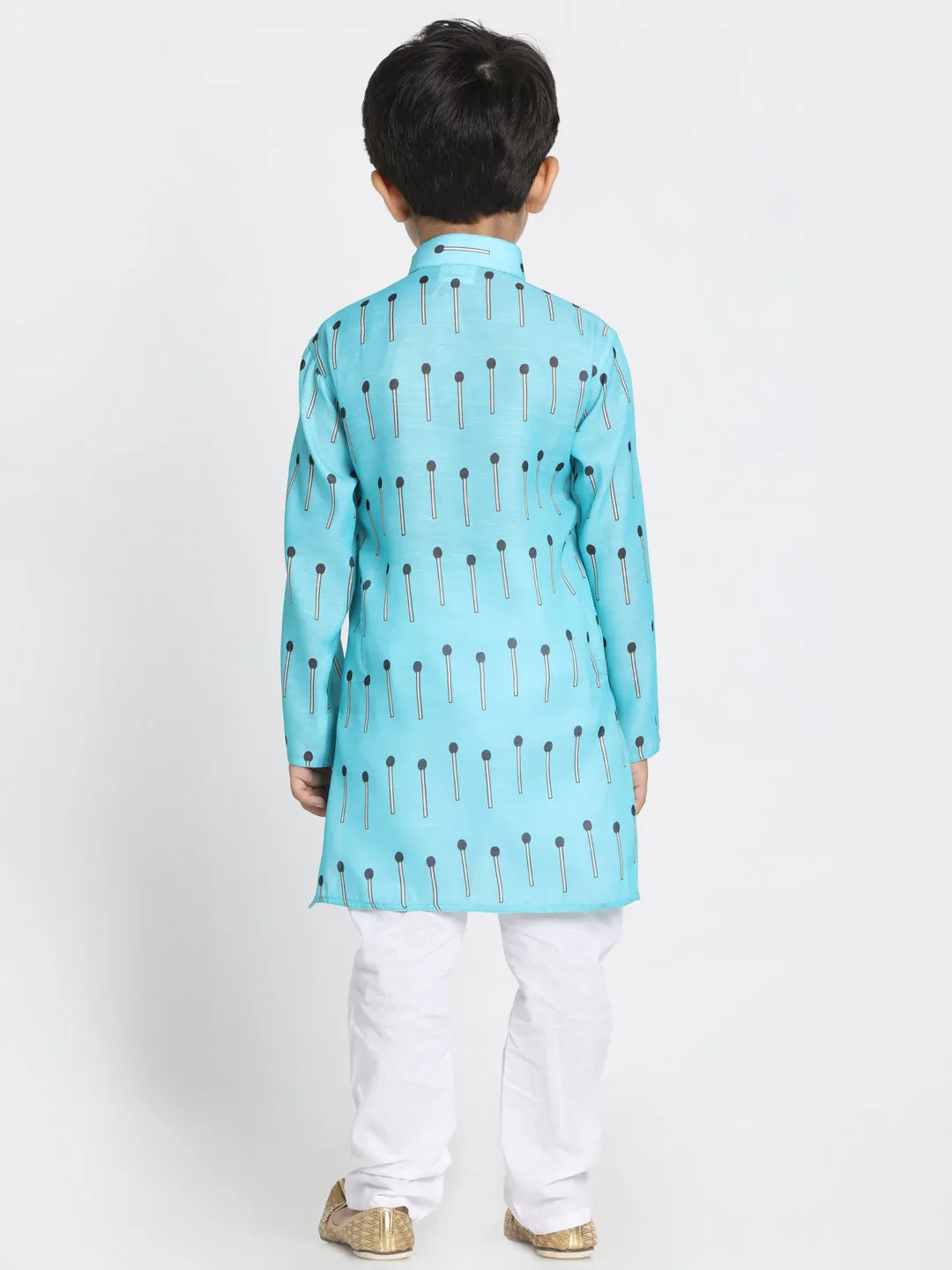 Jashvi Cotton Blend Light Blue Baap Beta Kurta Pyjama set