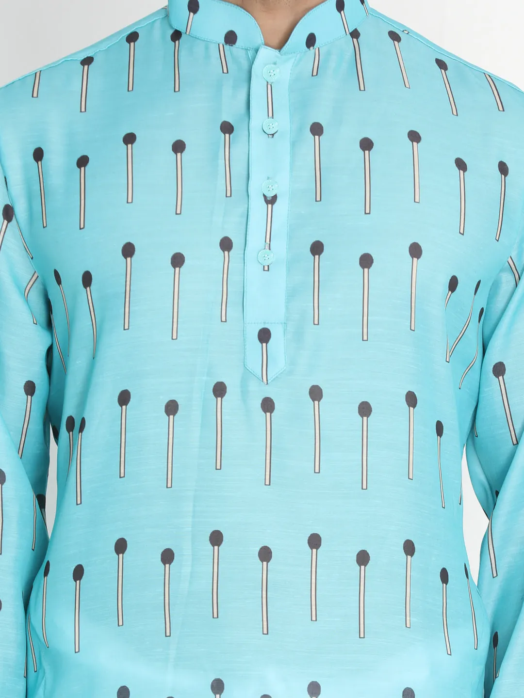 Jashvi Cotton Blend Light Blue Baap Beta Kurta Pyjama set