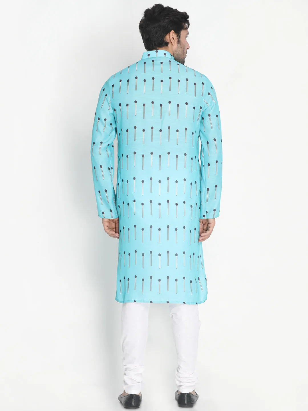 Jashvi Cotton Blend Light Blue Baap Beta Kurta Pyjama set
