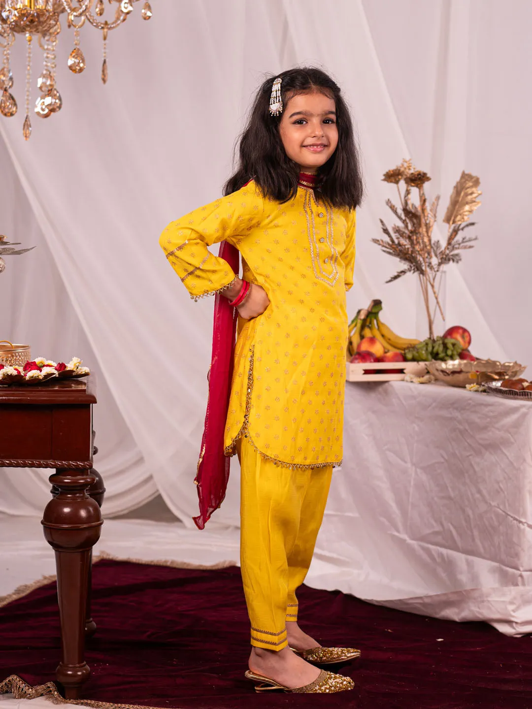 Jashvi Yellow And Cream BHAI BEHEN Siblings Matching Set