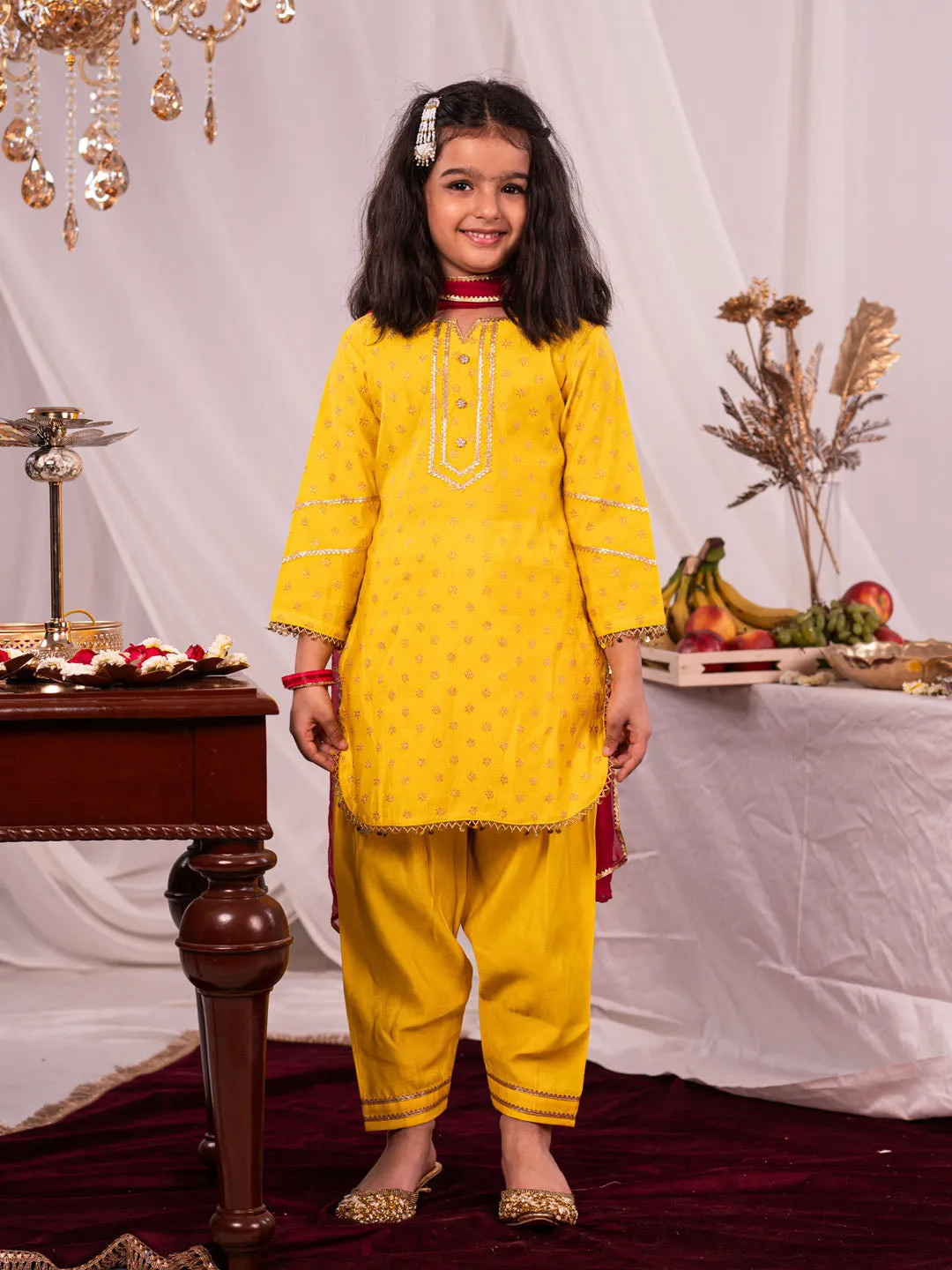 Jashvi Yellow And Cream BHAI BEHEN Siblings Matching Set
