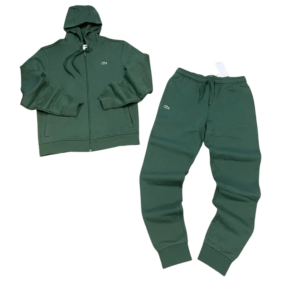 LACOSTE FUll ZIP HOODED CLASSIC SWEATSUIT Men’s - DARK GREEN