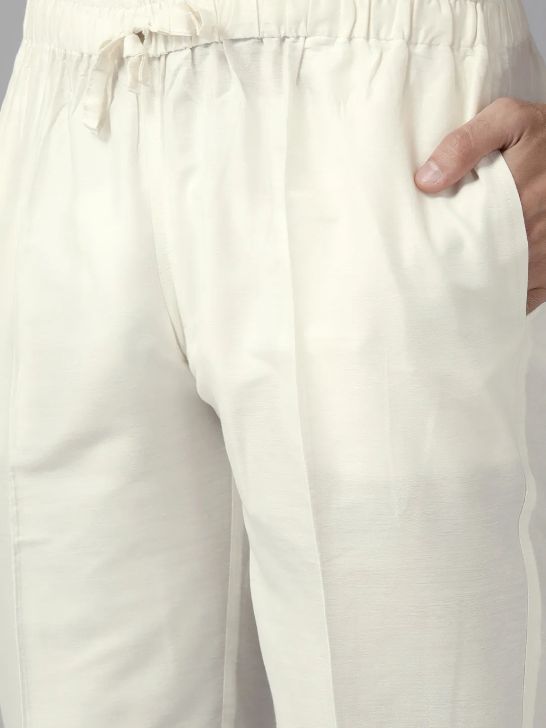 Men Grey Cotton Slik Straight Kurta With Pyjama