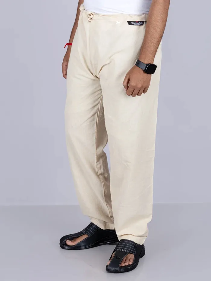 Mens Solid Relaxed Fit Organic Cotton Pajama in Beige – Comfortable and Eco-Friendly Sleepwear