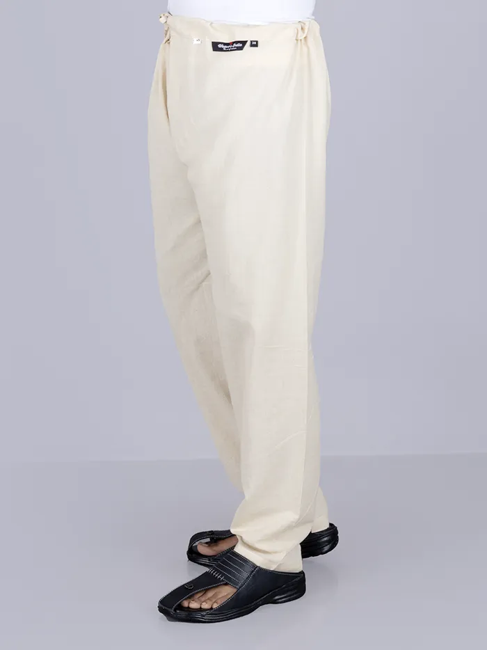Mens Solid Relaxed Fit Organic Cotton Pajama in Beige – Comfortable and Eco-Friendly Sleepwear