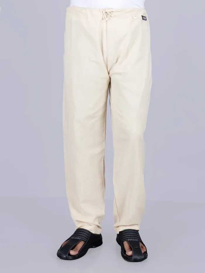 Mens Solid Relaxed Fit Organic Cotton Pajama in Beige – Comfortable and Eco-Friendly Sleepwear