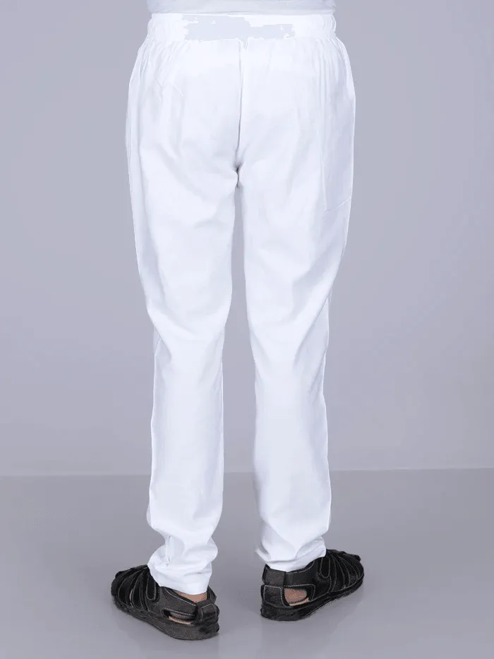 Men White Solid Chain Pocket Cotton Pajama