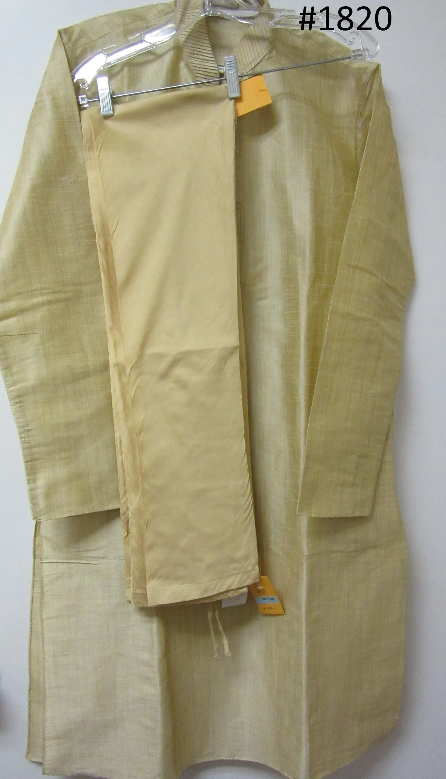 Men's 4581820 White Cotton Pink Checks Kurta Pajama Set Medium Size