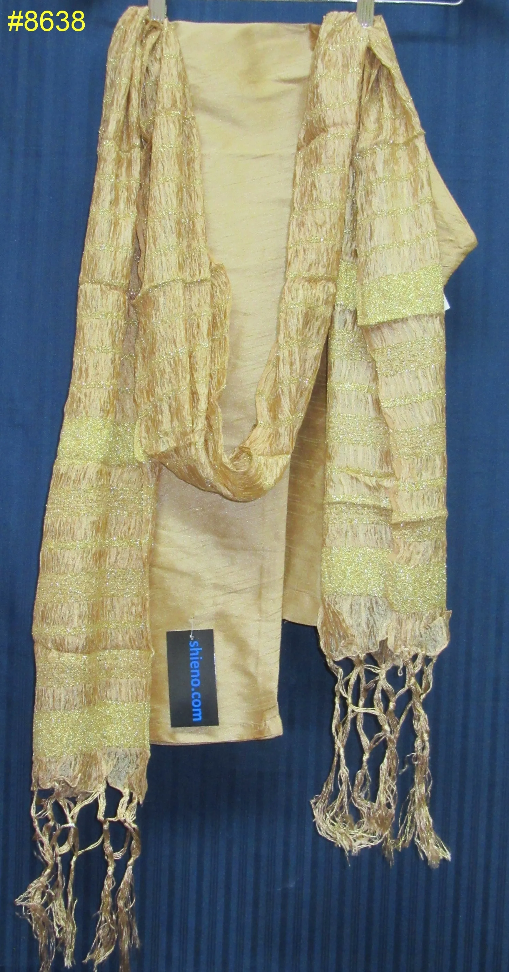 Men's 8638 Medium Size Rainbow Blue Tussar Kurta Pajama Dupatta Set
