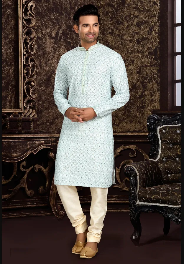 Men's Blue Kurta Pajama Collection - Dwija Fashion
