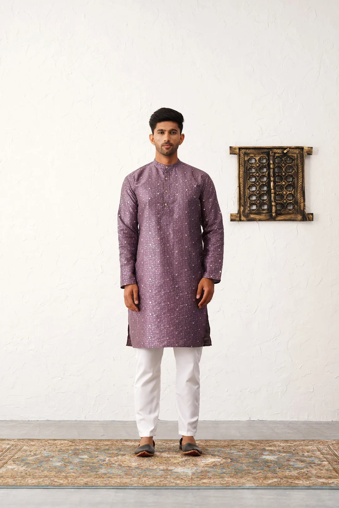 Men's Embroidered Mirror Work Kurta Payjama Sets