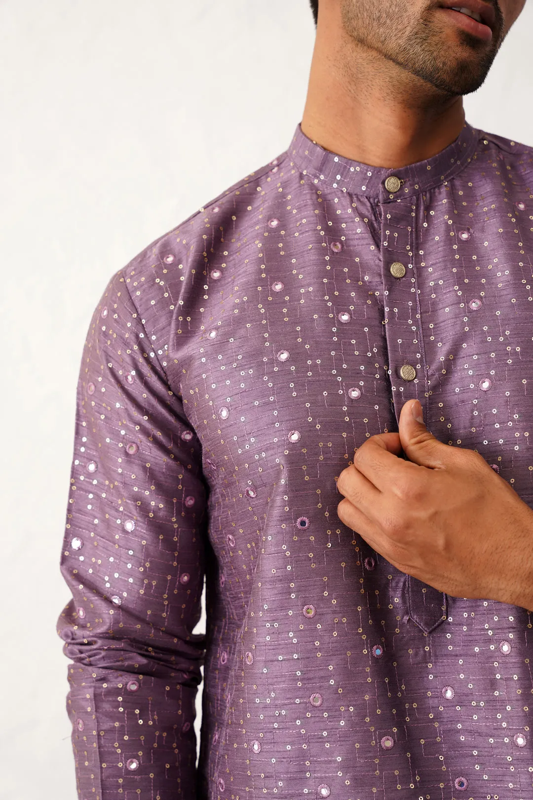 Men's Embroidered Mirror Work Kurta Payjama Sets