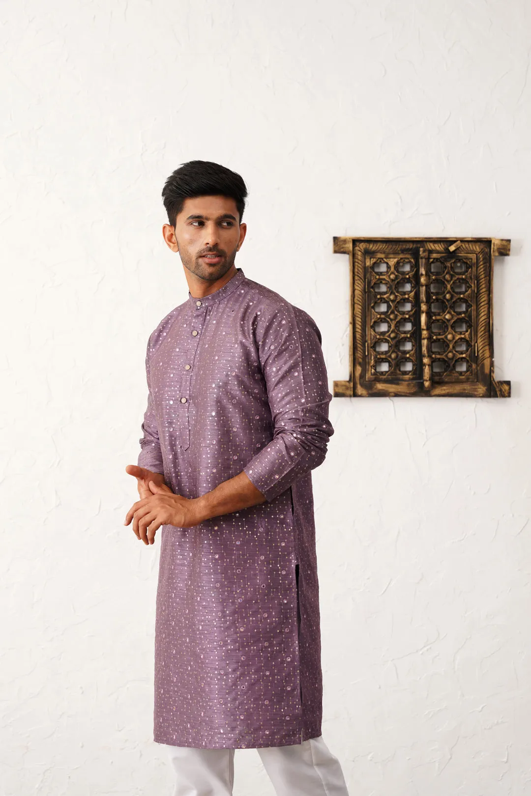 Men's Embroidered Mirror Work Kurta Payjama Sets